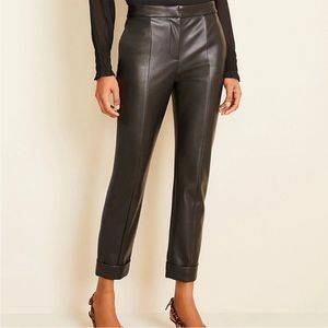Ann Taylor faux leather cuffed hem trousers